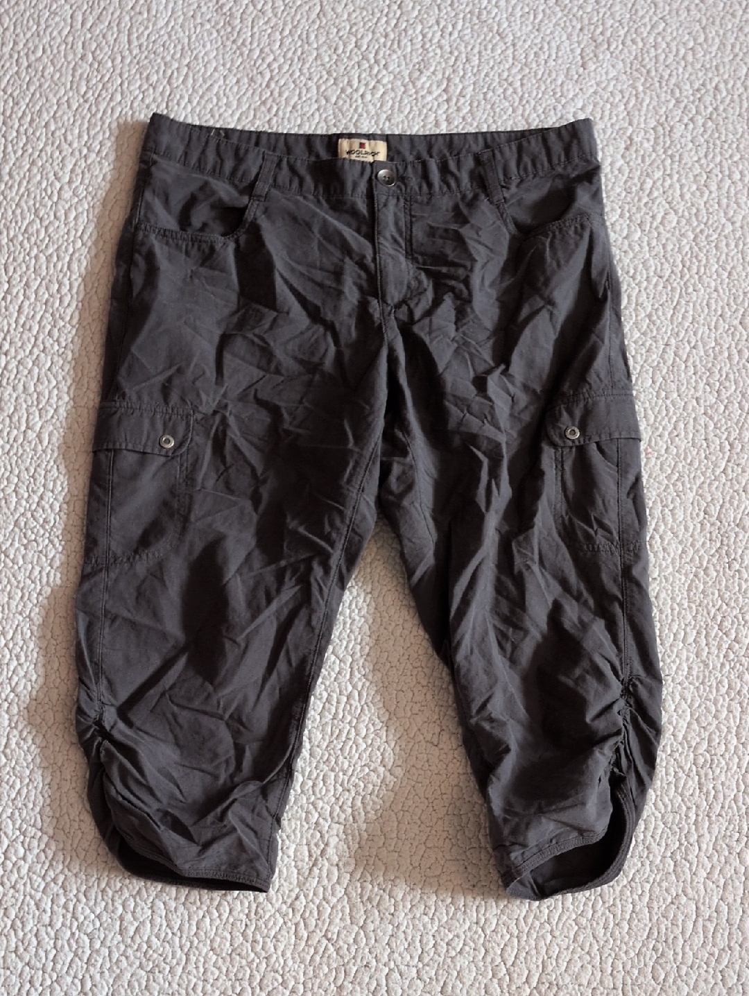 Woolrich Ruched Cargo Cropped Capri Cottonblend Gorpcore Pants Hiking Resortwear